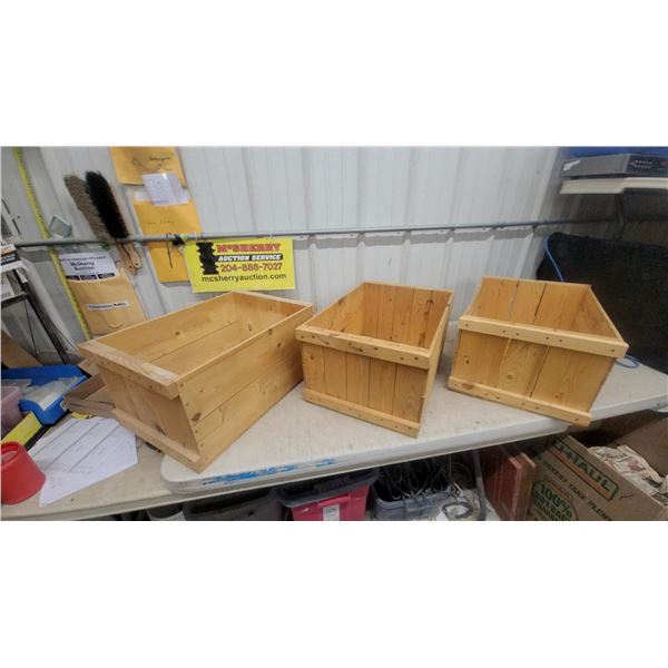 Set of Three Natural Wood Modular Display Crates