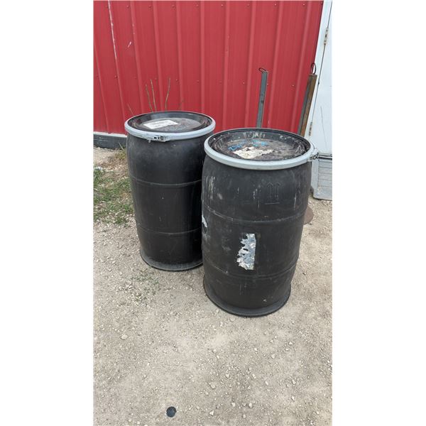 Two 30-Gallon Poly Barrels