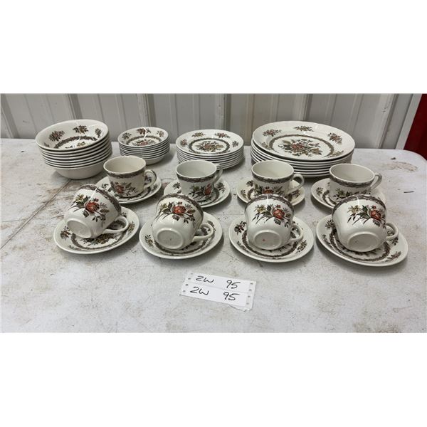 Wood & Sons Rosedale Pattern Dinnerware Set, Cups, Saucers, Plates, 47pc