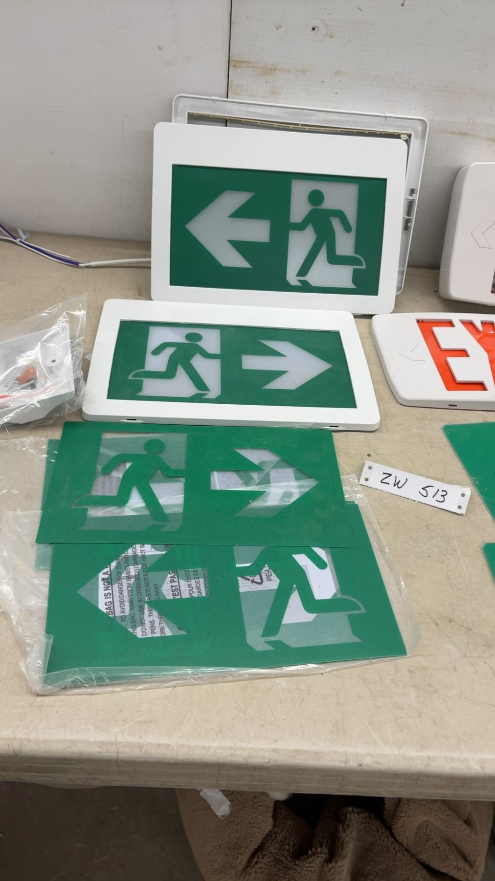 LED Emergency Exit Signs with Running Man Pictographic Panels and More