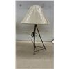 Image 2 : Pair of Tripod Table Lamps with Metal Bases and Fabric Shades and Extra Shade, 26" High