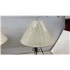 Image 4 : Pair of Tripod Table Lamps with Metal Bases and Fabric Shades and Extra Shade, 26" High