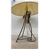 Image 5 : Pair of Tripod Table Lamps with Metal Bases and Fabric Shades and Extra Shade, 26" High