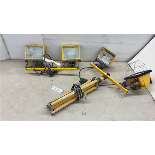 2 Dual-Head 500-Watt Work Lights & 1 Tripod Stand, Lens & Cage Missing