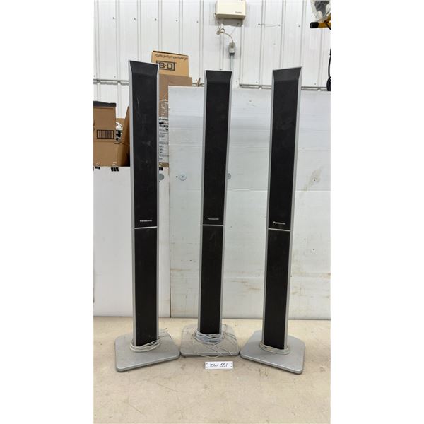 Set of Three Panasonic SB-FS72 Tower Speakers, 4 Ohm Impedance, 90 Watt Max Input Power