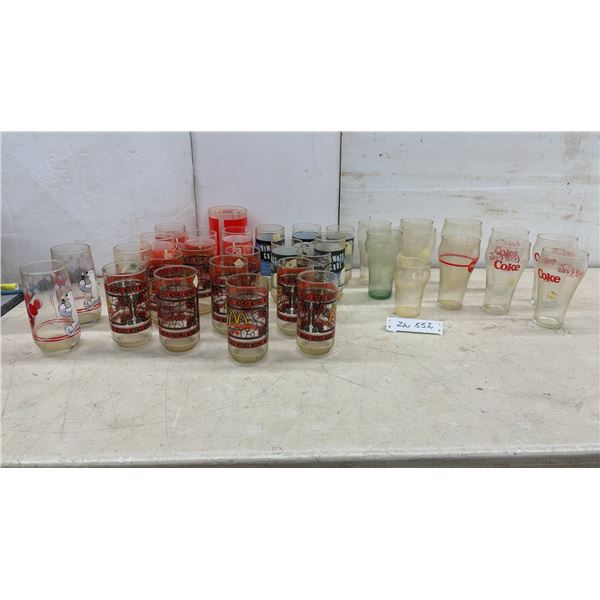 Vintage Coca-Cola Drinking Glass Collection with McDonald's Promotional Glasses and More