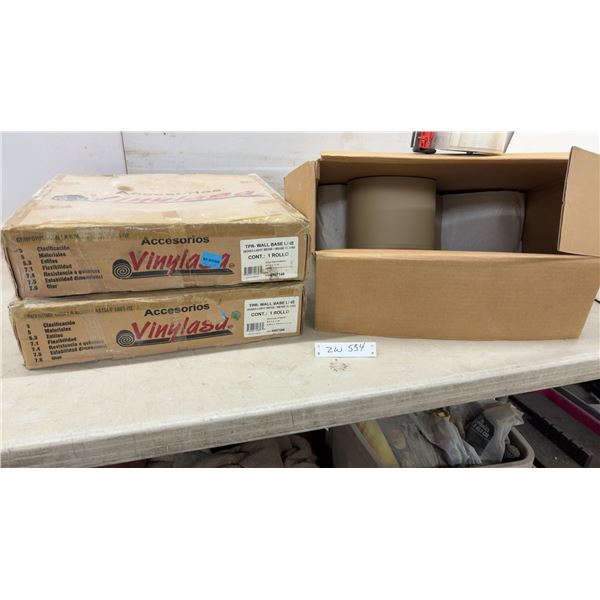 Two Rolls & Part Roll Vinylasa TPR Wall Base Line 282553 Light Beige 80' X 4 x 1/8"