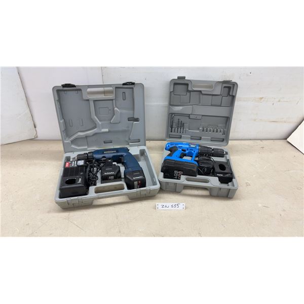 Ryobi TFD-170VR 9.6-Volt Cordless Drill Kit and Clarke Hammer 24 Volt Drill Kit with Chargers and