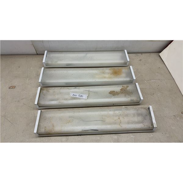 4 Fluorescent Light Fixtures with Prismatic Lens, 2 Bulb, 25 x 5"
