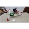 Image 1 : Folk Art Wooden Whirligig with Woodcutter Figure and Four-Blade Propeller 30" Long and Working