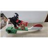 Image 2 : Folk Art Wooden Whirligig with Woodcutter Figure and Four-Blade Propeller 30" Long and Working