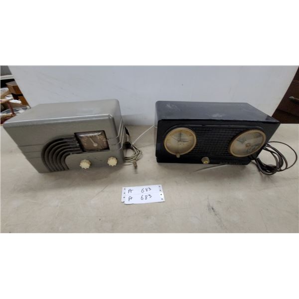 General Electric Model H-62 AM Radio and Philco Model 46-420 AM Clock Radio, Circa 1946-1949