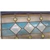 Image 5 : Antique Stained Glass Window Panel with Beveled Diamonds in Blue Wooden Frame 40 x 20"