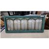 Image 1 : Antique Leaded Stained Glass Window Panel with Green Painted Wood Frame 48 x 20"