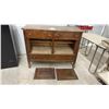 Image 1 : Antique Quartersawn Oak Mission Style Sideboard Buffet with 2 Doors, 3 Drawers, 38 x 48 x 20 1/2"
