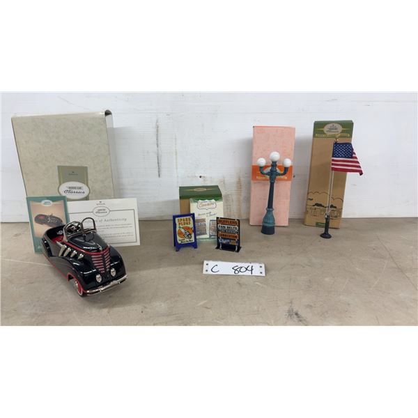 Hallmark Kiddie Car Classics Pedal Car, Street Lamp, Flag Pole, Signs, and More