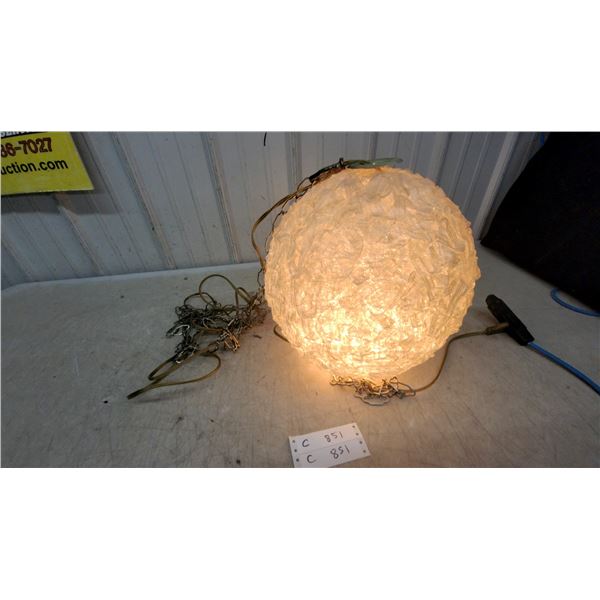 Vintage Mid-Century Modern Spherical Ice Chip Acrylic Pendant Light with Chain Working
