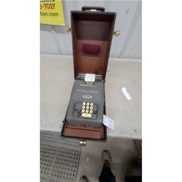 Remington Rand Mechanical Adding Machine with Paper Tape Printer and Carrying Case