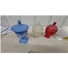 Image 2 : Wedgwood Jasperware Blue Lidded Urn, Assorted Glass Compotes, Candles, and More