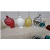 Image 3 : Wedgwood Jasperware Blue Lidded Urn, Assorted Glass Compotes, Candles, and More