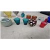 Image 5 : Wedgwood Jasperware Blue Lidded Urn, Assorted Glass Compotes, Candles, and More