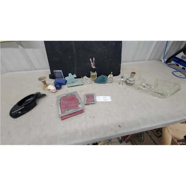 Argillite Carved Whale Sculpture with Abalone Inlay Eye, Picture Frames, and More