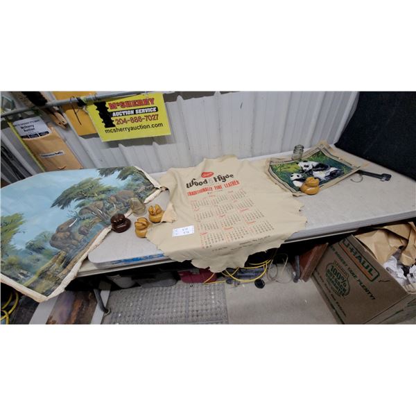 Wood and Hyde Leather Company 1979 Promotional Calendar on Leather Hide and Painting Insulators