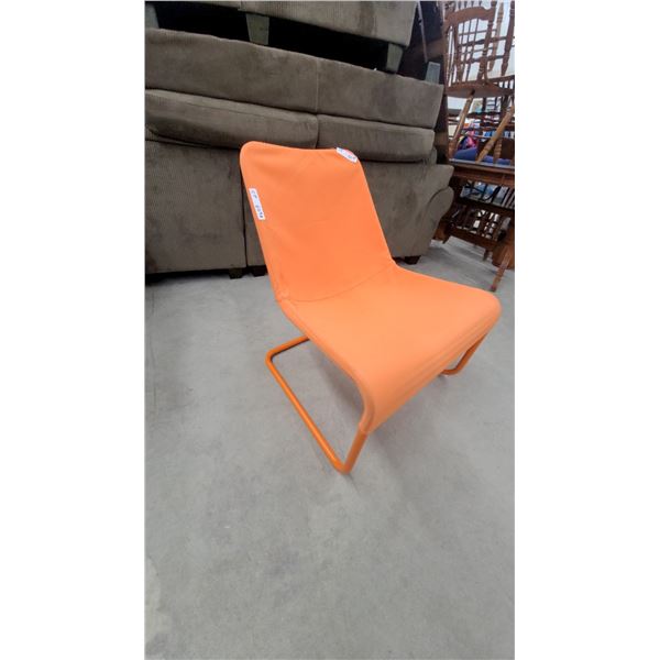 Ikea PS Vago Easy Chair, Orange Fabric Seat with Tubular Metal Sled Base