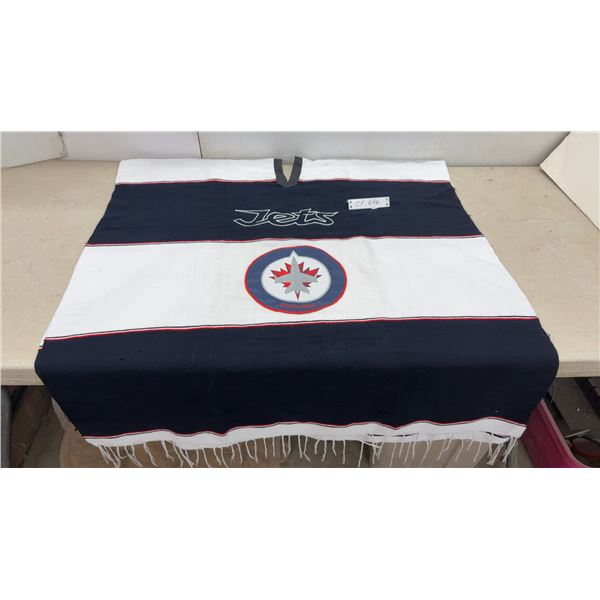 Winnipeg Jets NHL Hockey Team Fan Poncho with Embroidered Logo and Fringe