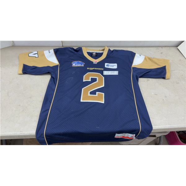 Reebok CFL Winnipeg Blue Bombers #2 Jersey, 2013 Inaugural Season, Size Extra Large