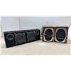 Image 1 : Car Audio Speaker Enclosure with Dual Drivers and Wood-Grain Bookshelf Speakers