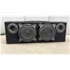 Image 2 : Car Audio Speaker Enclosure with Dual Drivers and Wood-Grain Bookshelf Speakers