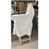 Image 3 : White Slipcovered Compact Folding Chair with Light Wood Frame & Chrome Ashtray
