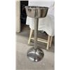 Image 4 : White Slipcovered Compact Folding Chair with Light Wood Frame & Chrome Ashtray