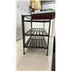 Image 2 : Three-Tier Bronze Metal Slatted Shelving Unit, 19 x 26 x 12"