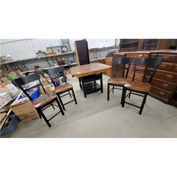 Counter-Height Dining Set with Square Table,36 x 46 x 46" with Fold Out Leafs and Four Matching