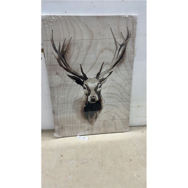 New IKEA Pjätteryd Canvas Print, Deer Head on Wood Plank, 27 1/2 x 39 1/4"
