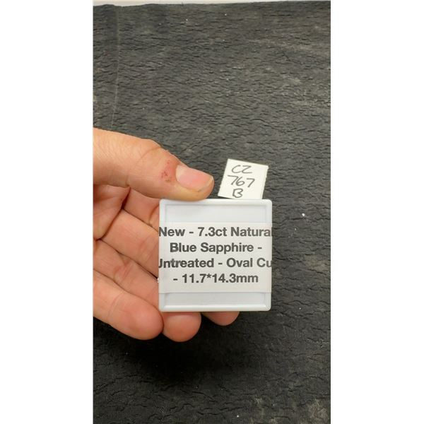 7.3-Carat Natural Untreated Blue Sapphire, Oval Cut, 11.7mm X 14.3mm