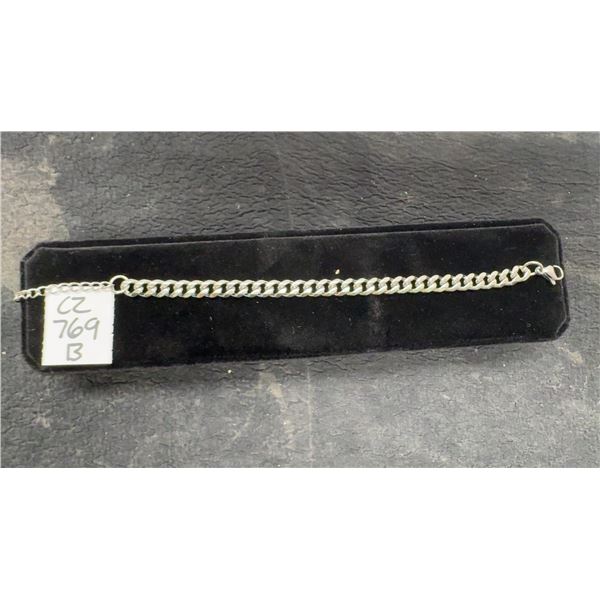 Platinum-Plated 7.0mm Cuban Link Bracelet, Adjustable 7" - 8.5" Long