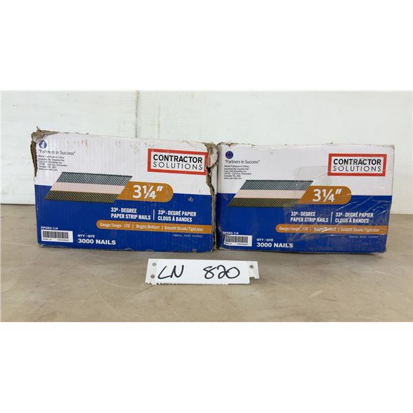 Two Boxes Contractor Solutions 3-1/4" 33-Degree Paper Strip Nails, .120 Gauge, 3000 per Box
