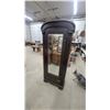 Image 1 : Antique Dark-Stained Wooden Armoire with Mirrored Door and Carved Shell Motif 78 x 30 x 18"