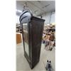 Image 5 : Antique Dark-Stained Wooden Armoire with Mirrored Door and Carved Shell Motif 78 x 30 x 18"