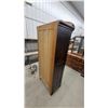 Image 6 : Antique Dark-Stained Wooden Armoire with Mirrored Door and Carved Shell Motif 78 x 30 x 18"