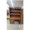 Image 1 : Traditional Dark Wood Desk with Integrated Hutch, Three Drawers, and Two-Shelf Display 71 x 44 x
