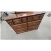 Image 2 : Traditional Pine 6 Drawer Dresser 31 x 44 x 16" with Mirror 28 x 40" and Brass Hardware