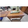 Image 3 : Singer 401A Slant-O-Matic Sewing Machine in Cabinet with Stool, Circa 1960