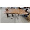 Image 2 : Mid-Century Modern Burl Wood Veneer Dining Table 29 x 48 x 36" with Chrome Base and 12" Leaf