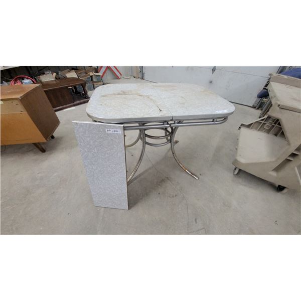 Vintage Mid-Century Dinette Table with Chrome Base 30 x 30 x 42" plus 12" Leaf
