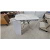 Image 1 : Vintage Mid-Century Dinette Table with Chrome Base 30 x 30 x 42" plus 12" Leaf