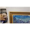 Image 3 : Two Framed Landscape Paintings, Lake with Mountains and River with Hills Scenes Biggest 23 x 29"